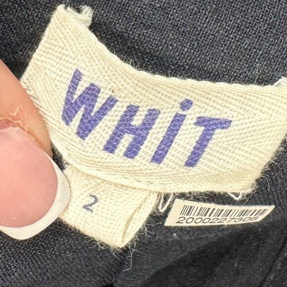 WHIT New York Womens Clemence Linen Wide Leg Crop Pant in Navy Blue Size 2 - Picture 4 of 11